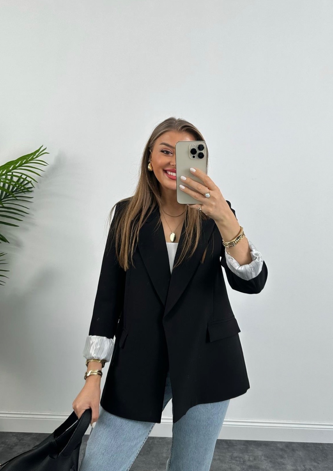 Blazer overseiz a revers et poignet 