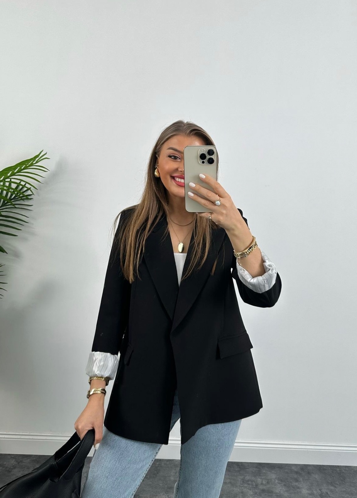 Blazer overseiz a revers et poignet 