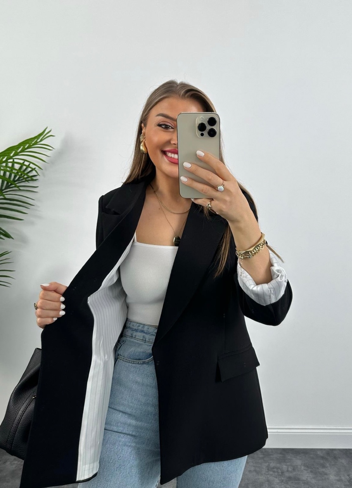 Blazer overseiz a revers et poignet 