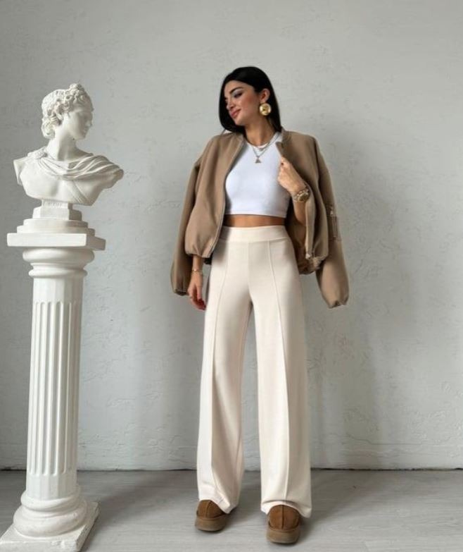 Palazzo Trousers Premium Beige 