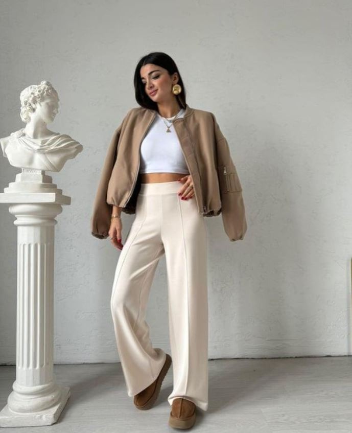 Palazzo Trousers Premium Beige 