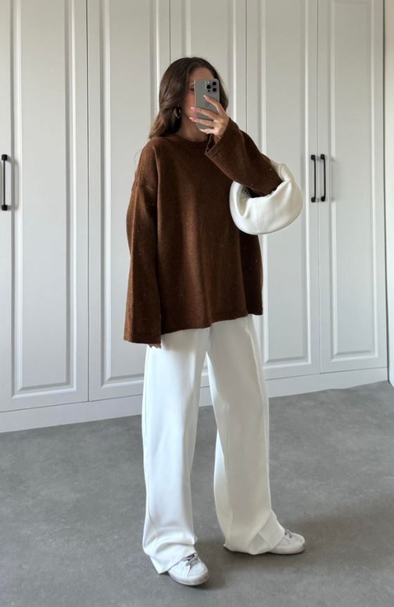 Pull marron overseized Pinterest trend