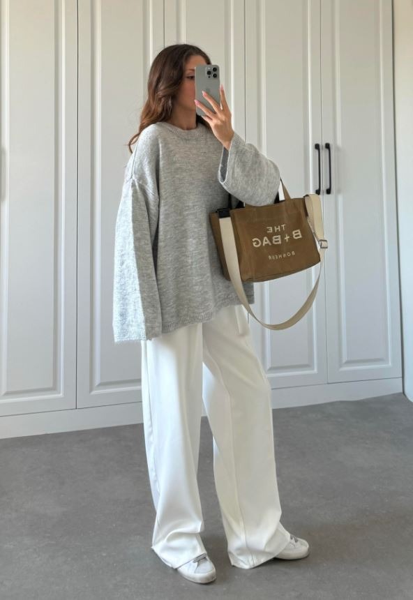 Pull Gris clair overseized Pinterest trend