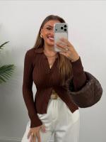 Pull Polo en maille côtelée 