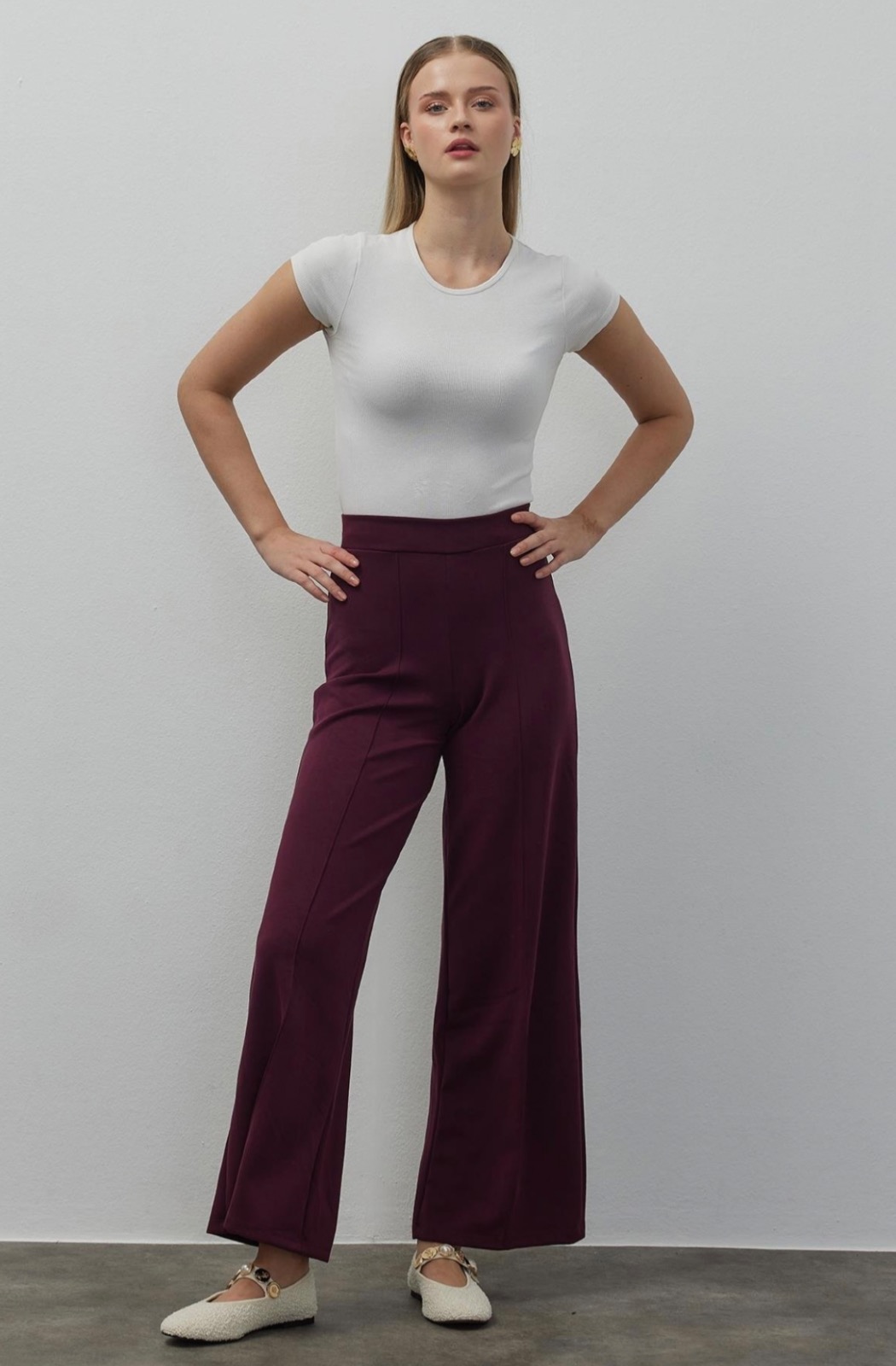 Palazzo Trousers Premium Bordeau