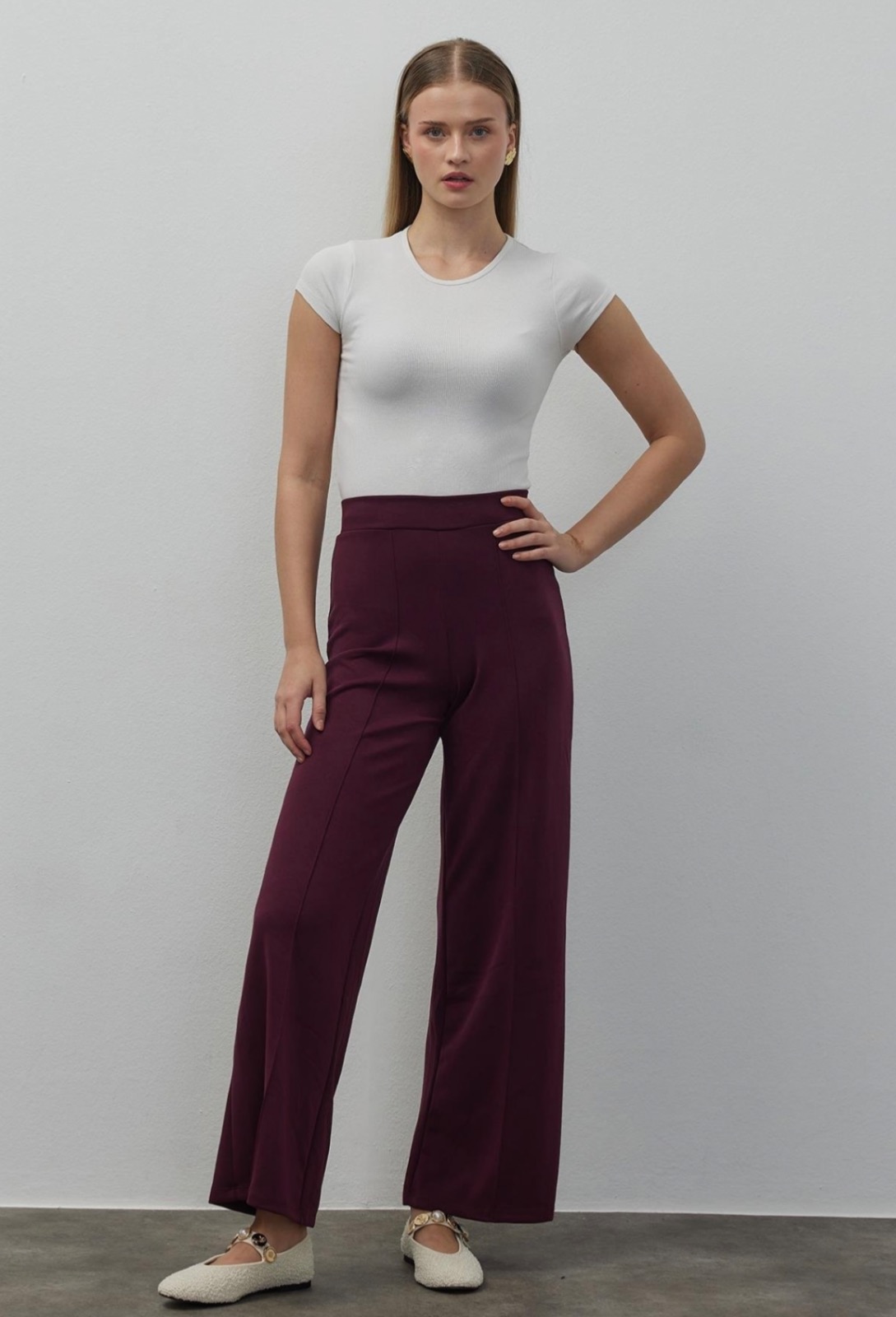 Palazzo Trousers Premium Bordeau