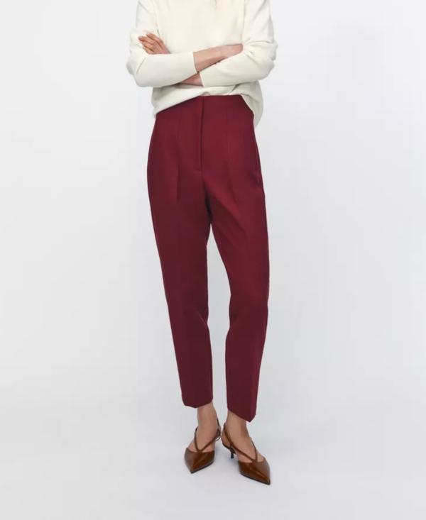 PANTALON Classique TAILLE HAUTE Bordeaux