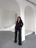 Costume Noir  femmes Ceinturé Pantalon Palazzo