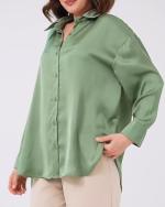 Chemise vert olive  en  satin de soie