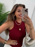Crop Top côtelé Zara couleur uni a col rond 