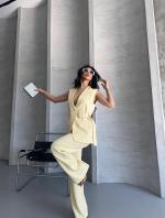 Costume Gilet Jaune  pastel  femmes