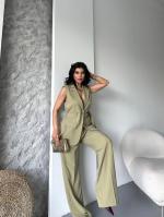 Costume Gilet vert kaki  clair femmes 