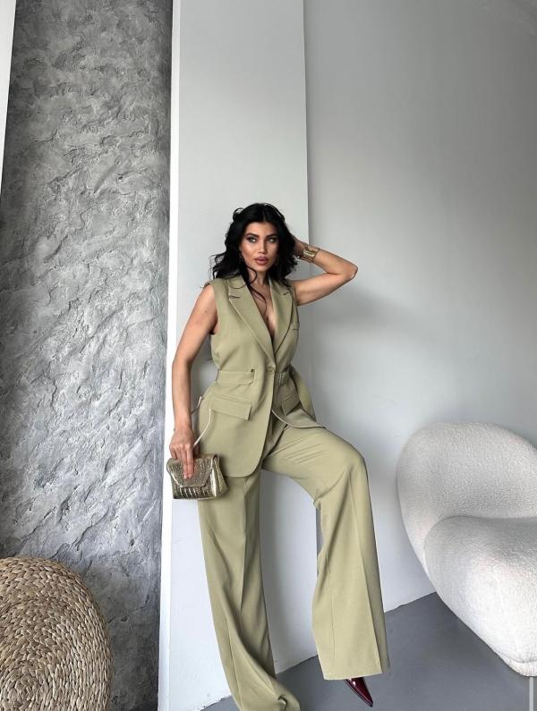Costume Gilet vert kaki  clair femmes 