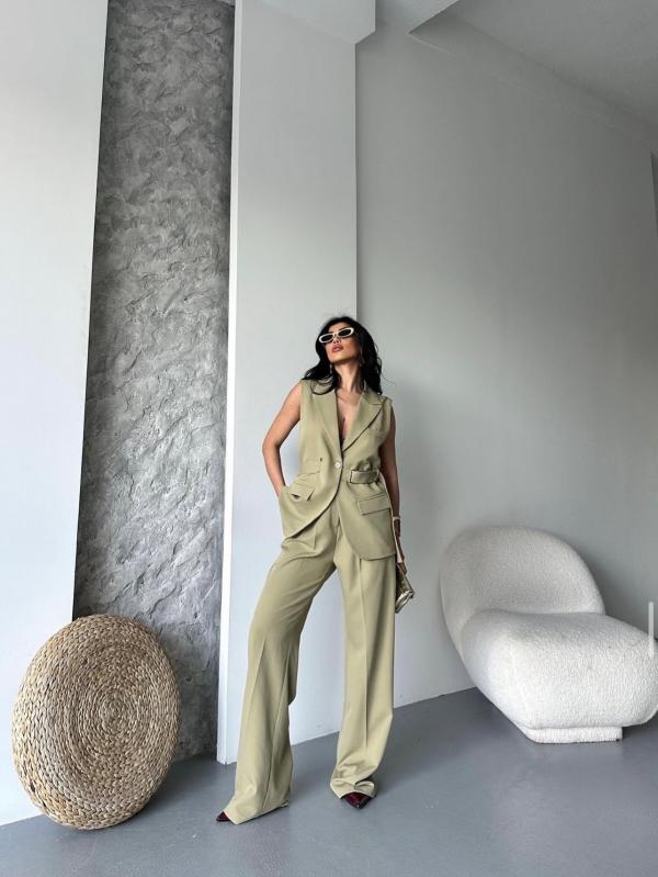 Costume Gilet vert kaki  clair femmes 