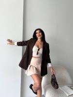 BLAZER MARRON AVEC REVERS AUX POIGNETS A RAYEURS 