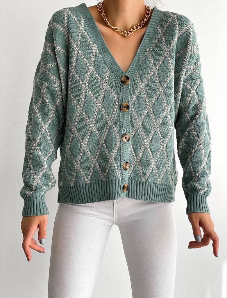 Cardigan en maille A carreaux