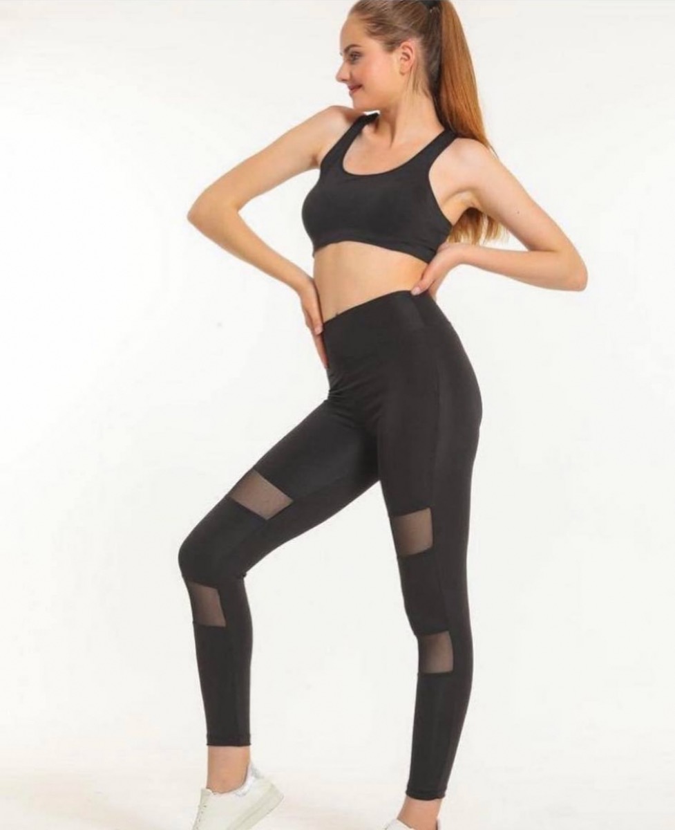 Leggings Noir a Bandes transparentes