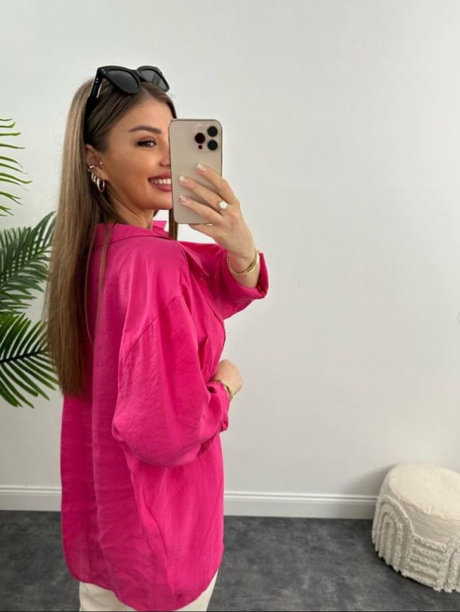 Chemise en  lin Rose Fushia