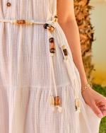 Robe à bretelles et breloques BEIGE 