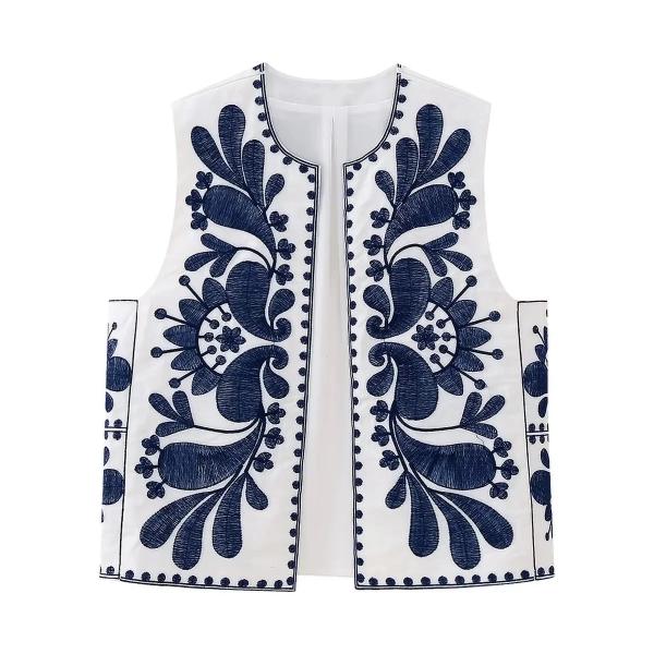 Gilet sans manche broderie Blue