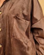 Chemise velours rayé Marron