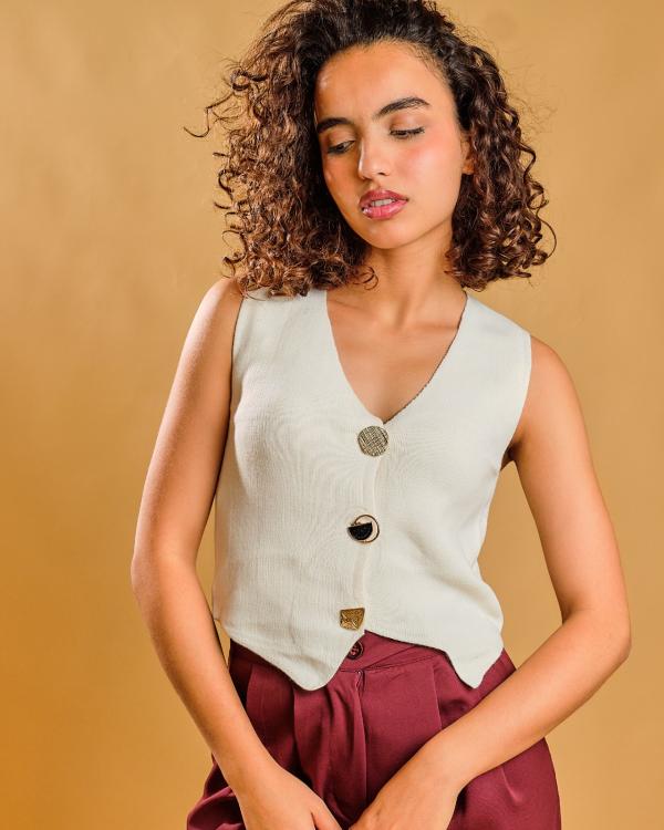 Gilet asymétrique beige 