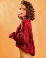 Gros pull en laine rouge cerise 