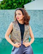 Gilet brocard Gold & Grey