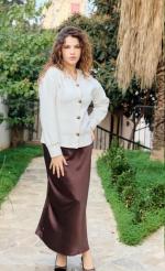 Jupe satinée Marron Glacé 