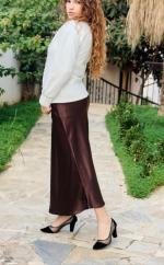 Jupe satinée Marron Glacé 