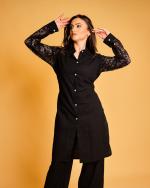 Ensemble Lin naturelle et dentelle BLACK 