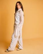 Ensemble Lin naturelle et dentelle BLANC CASSÉ