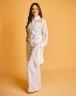 Ensemble Lin naturelle et dentelle BLANC CASSÉ