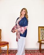 Veste Jean et brocard rose 