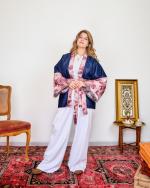 Veste Jean et brocard rose 