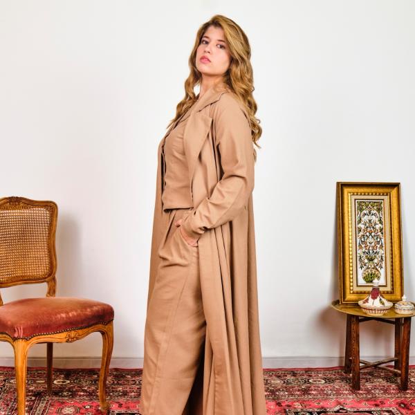 Ensemble en Lin Naturelle camel 