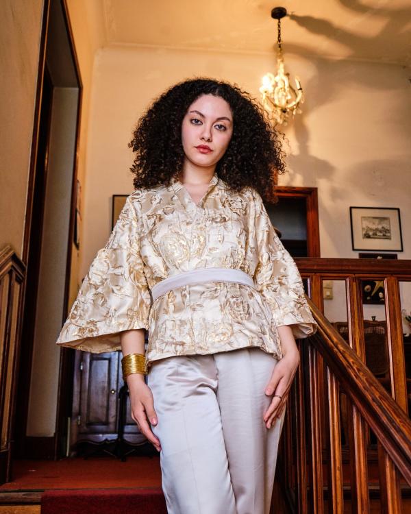 Veste Zeyna Blanche et Gold 