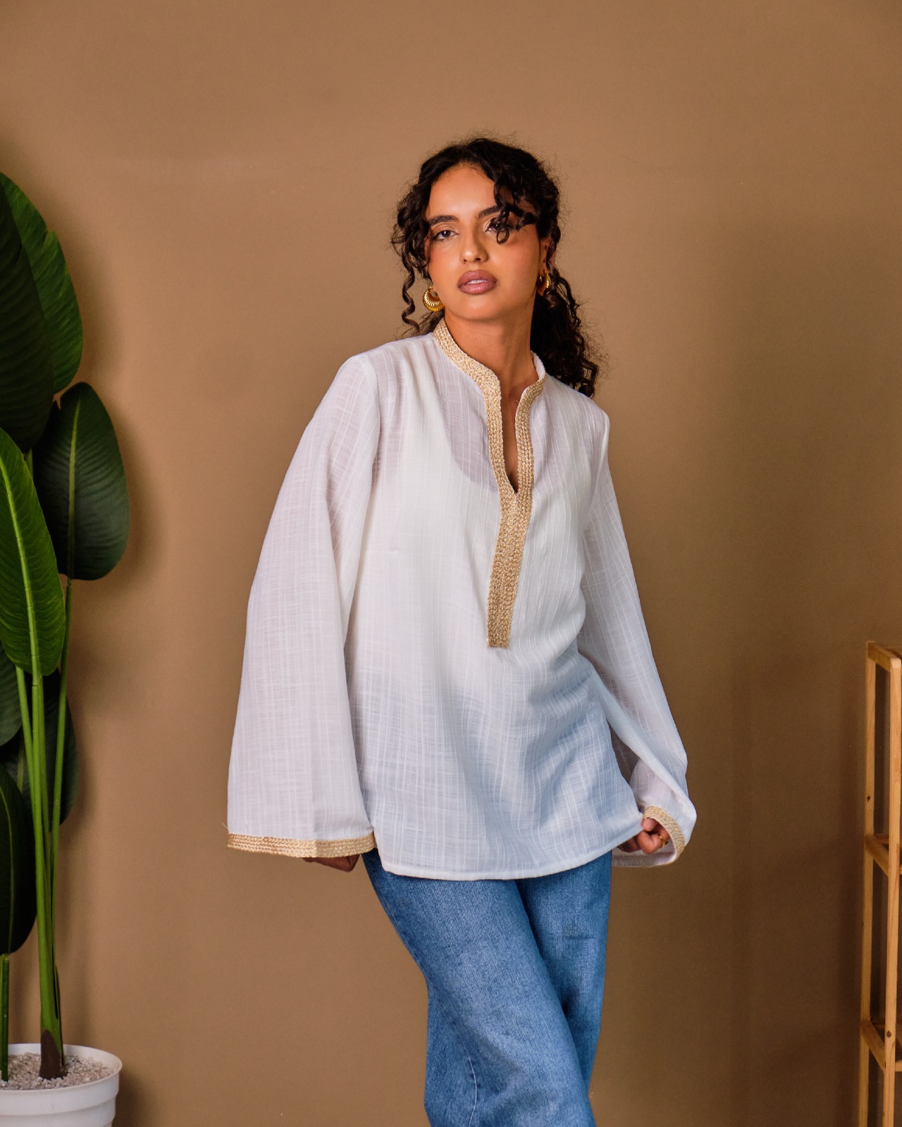 Tunique Leyla Lin naturel manches longues