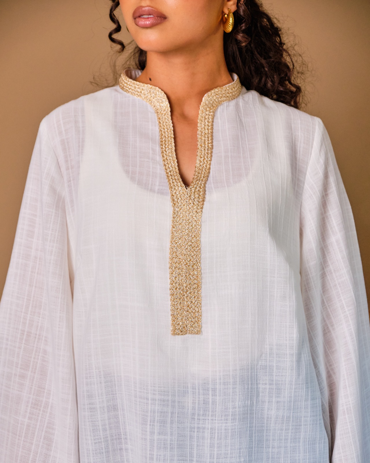 Tunique Leyla Lin naturel manches longues