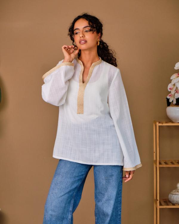 Tunique Leyla Lin naturel  manches longues