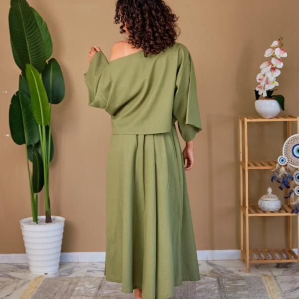 Ensemble jupe en lin naturel Kaki
