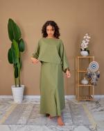 Ensemble jupe en lin naturel Kaki