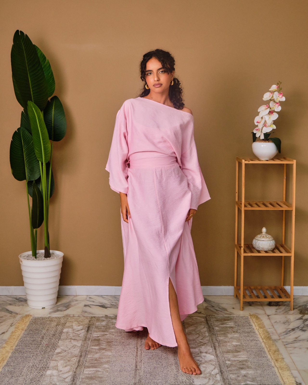 Ensemble jupe en lin naturel fluide pinky