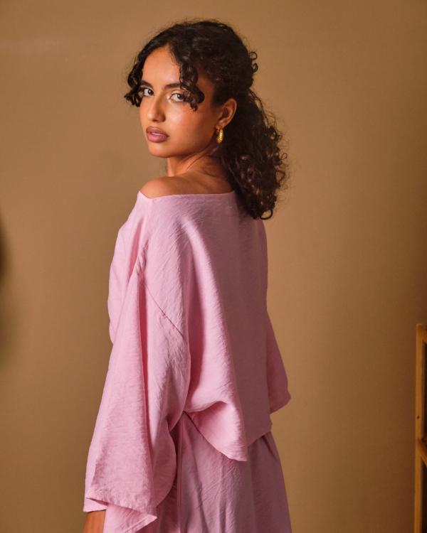 Ensemble jupe en lin naturel fluide pinky