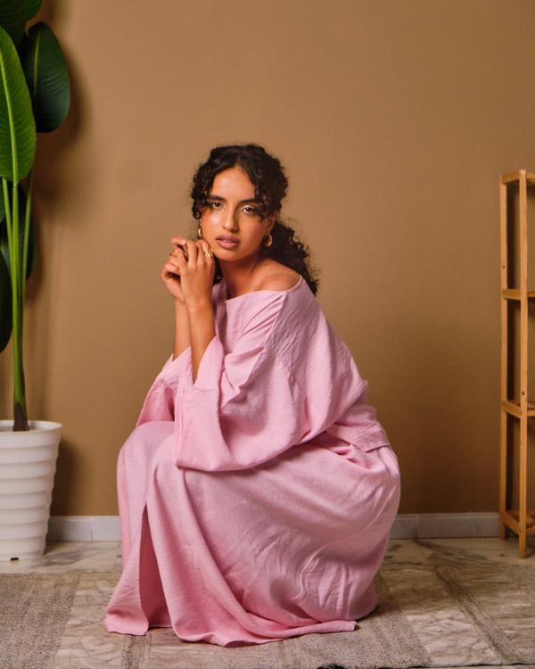 Ensemble jupe en lin naturel fluide pinky