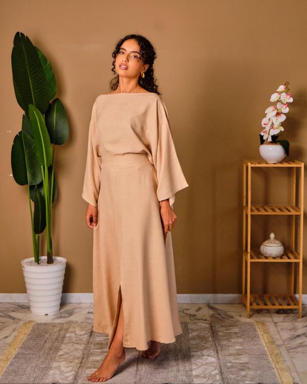 Ensemble jupe en lin naturel Sahara