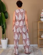 Ensemble deux pièces brodé Nude crème 