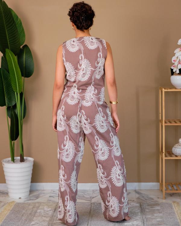 Ensemble deux pièces brodé Nude crème 