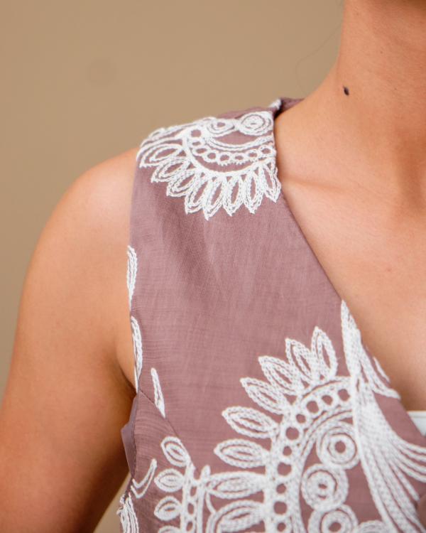 Ensemble deux pièces brodé Nude crème 