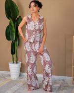 Ensemble deux pièces brodé Nude crème 